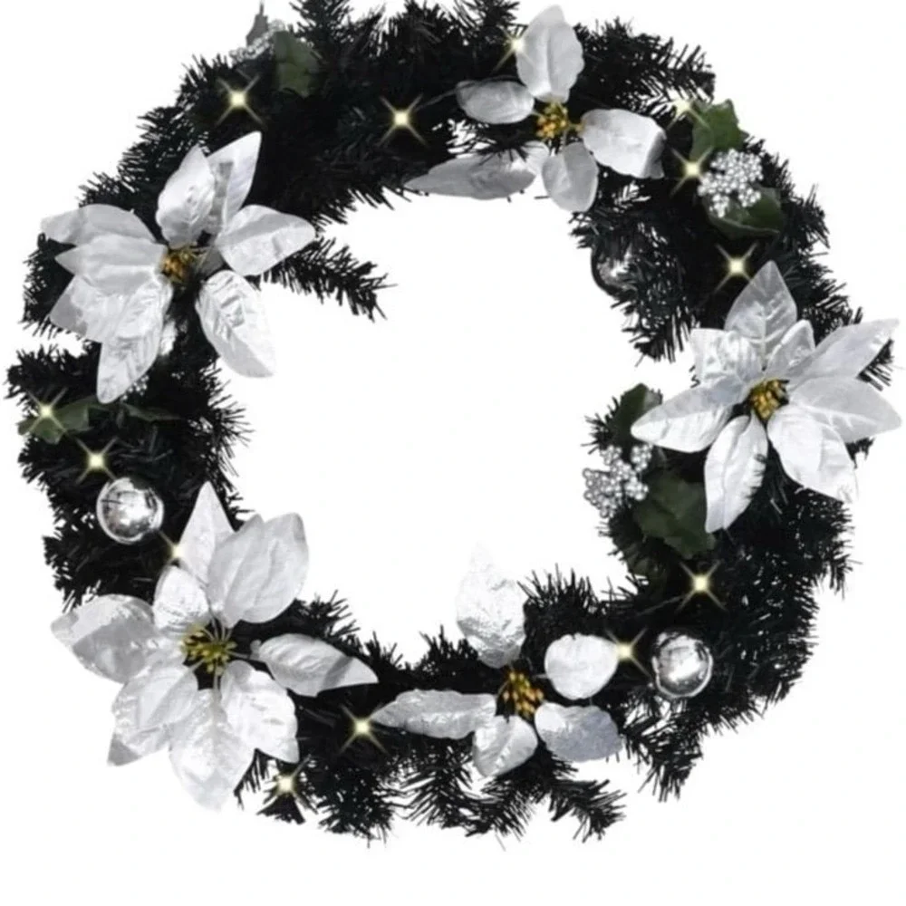 New‎ CHARMMA Christmas Wreath with LED Lights Black 23.6